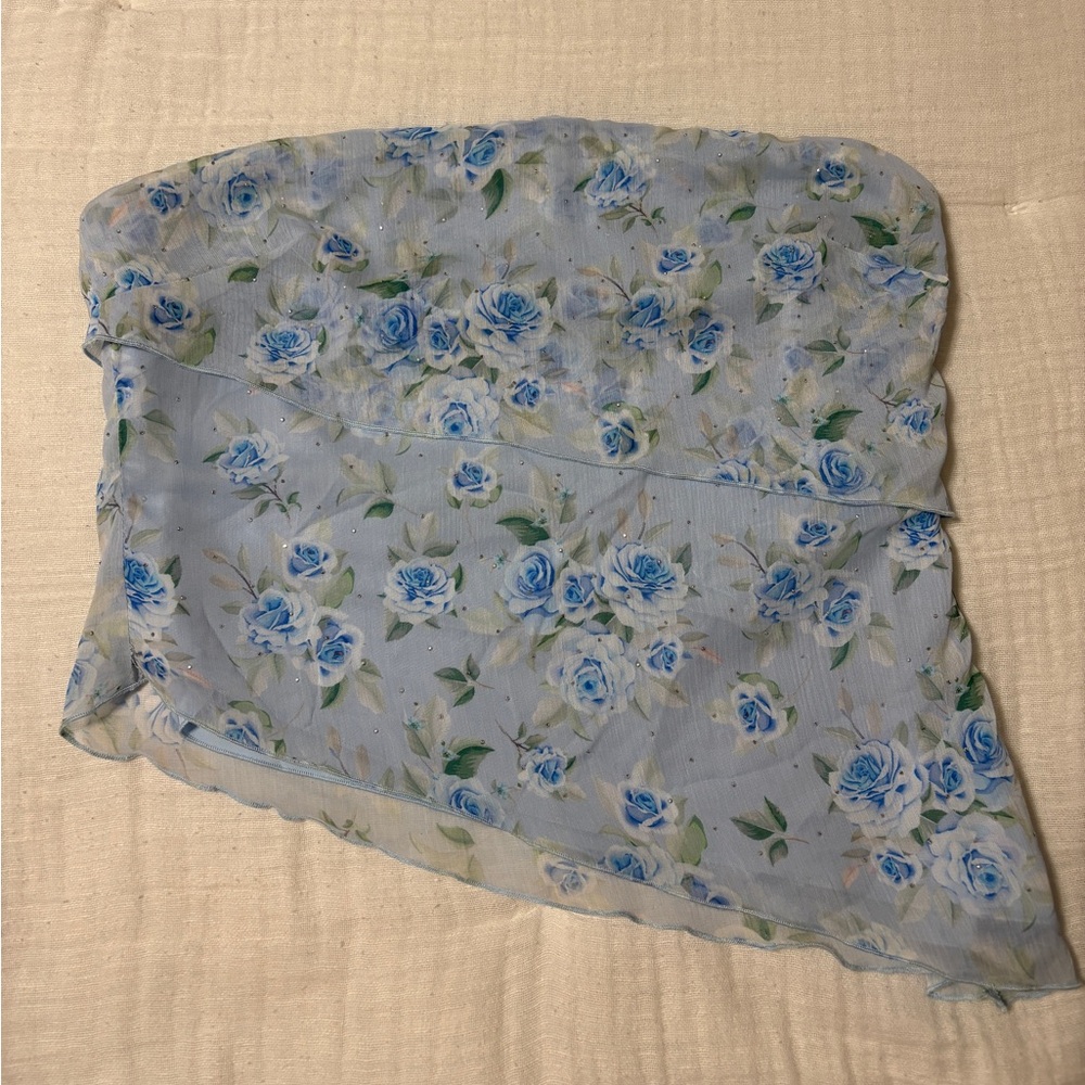 REVOLVE More To Come Floral Blue Asymmetrical Top